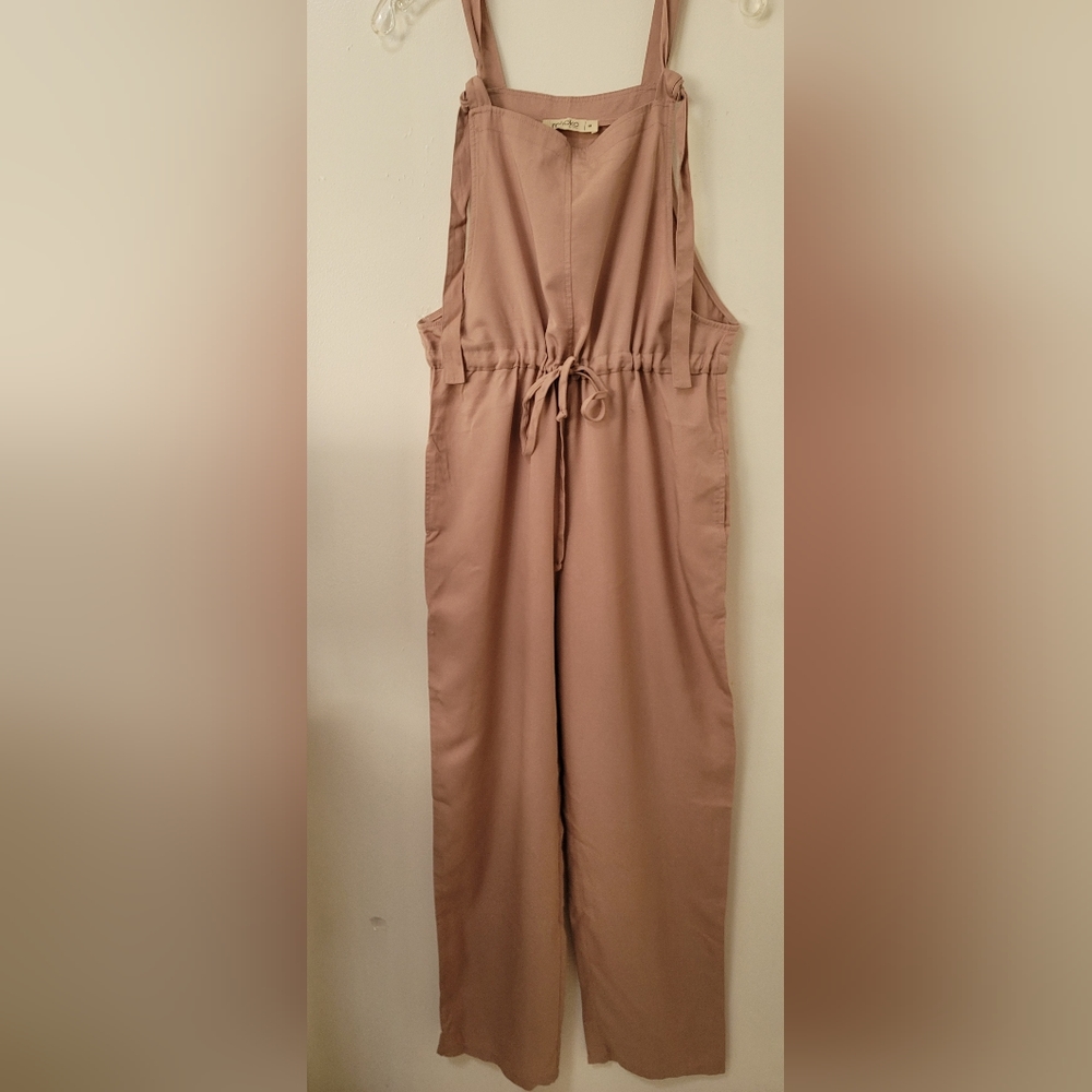 New Rokoko Womens Pink Slouchy Sleeveless Straight Leg Drawstring Jumpsuit M